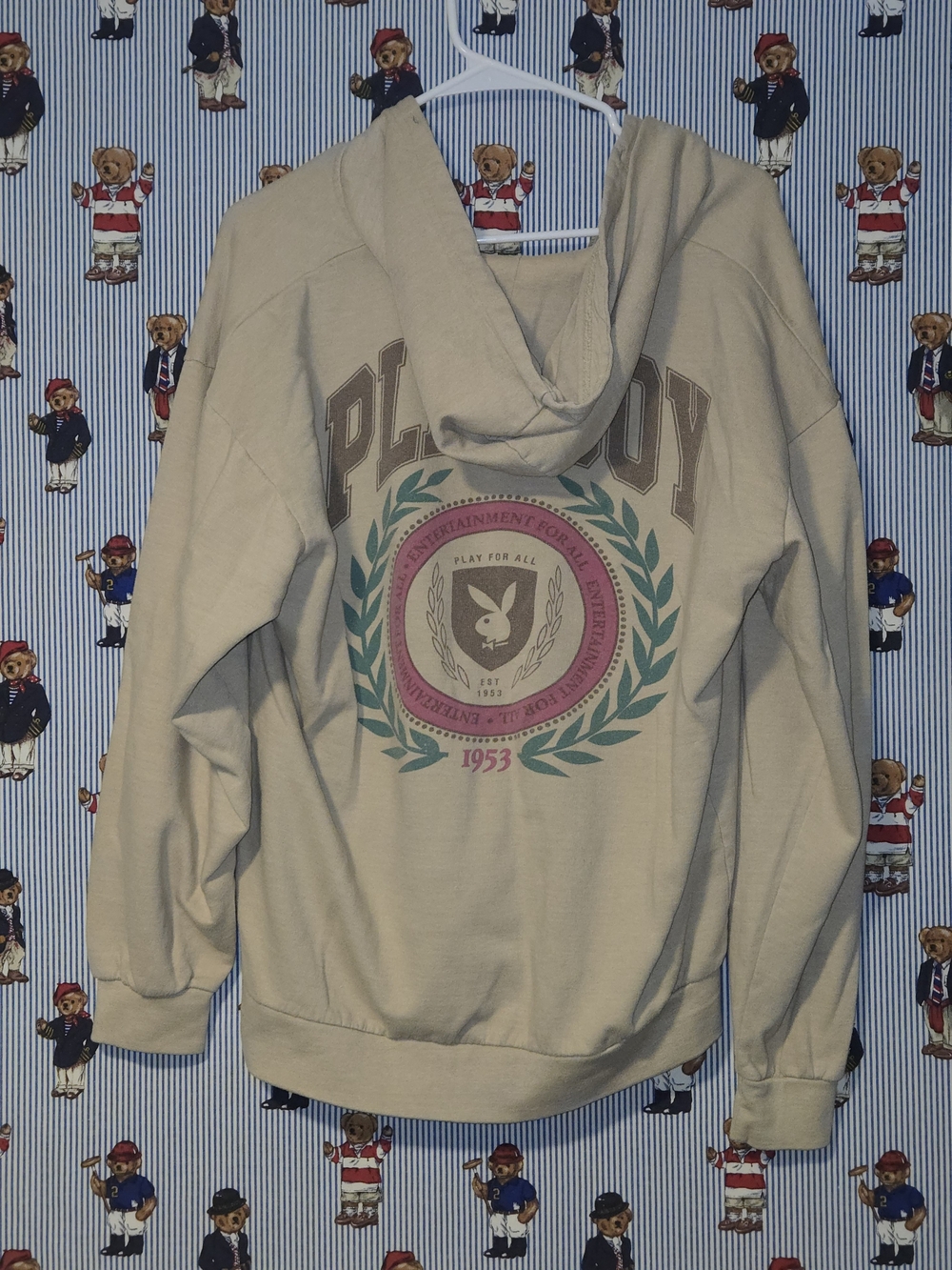 Playboy Beige Hoodie with Crest Logo Adult Size Large Pacsun